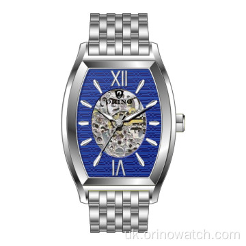 Tonneau Skeleton Manual Mechanical Wrist Watch